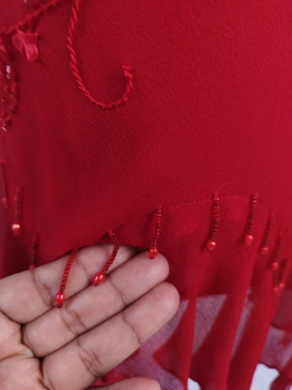 Red floral Y2K evening dress — Vintage 2000s slip asymmetrical party