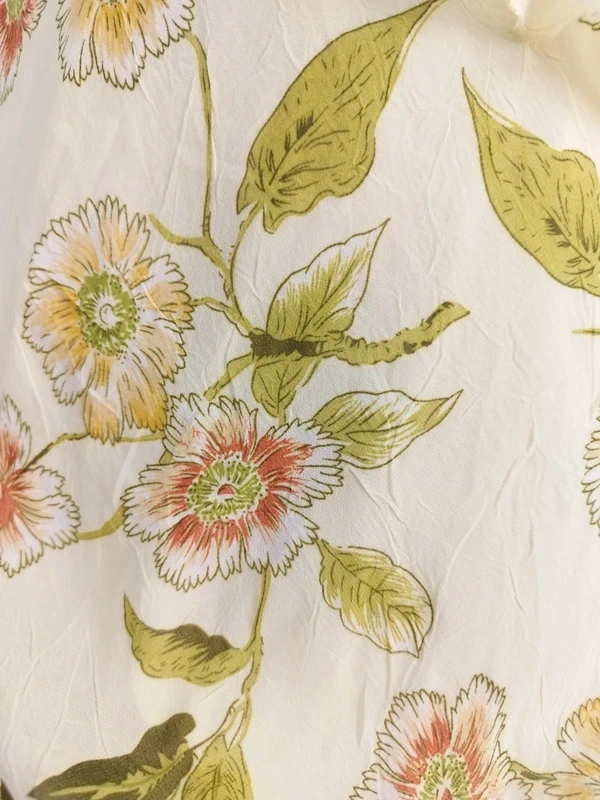 Cream floral asymmetrical Y2K dress — Vintage 2000s slip Ibiza summer