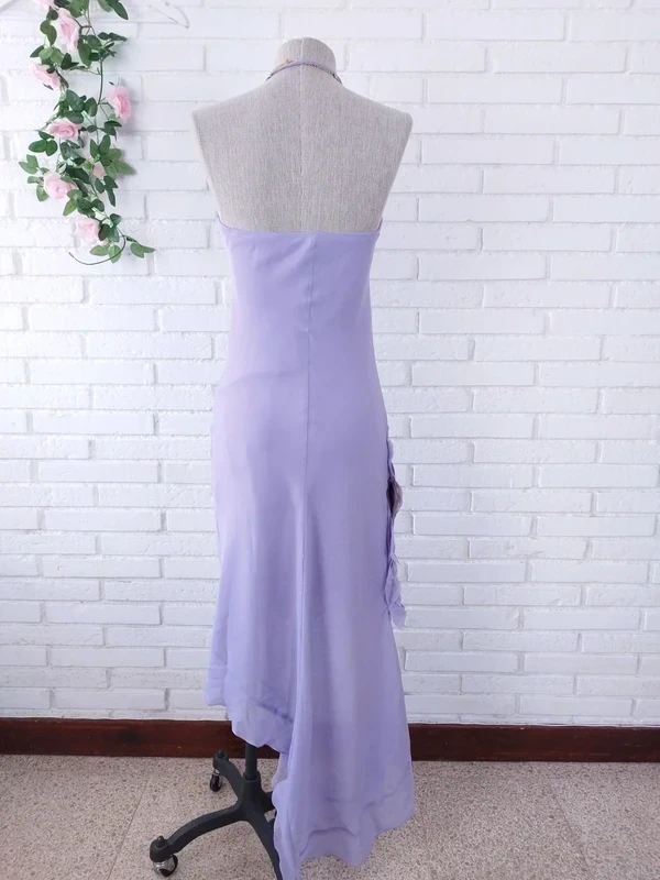 Lilac asymmetrical Y2K dress — Vintage 2000s slip cocktail fairycore