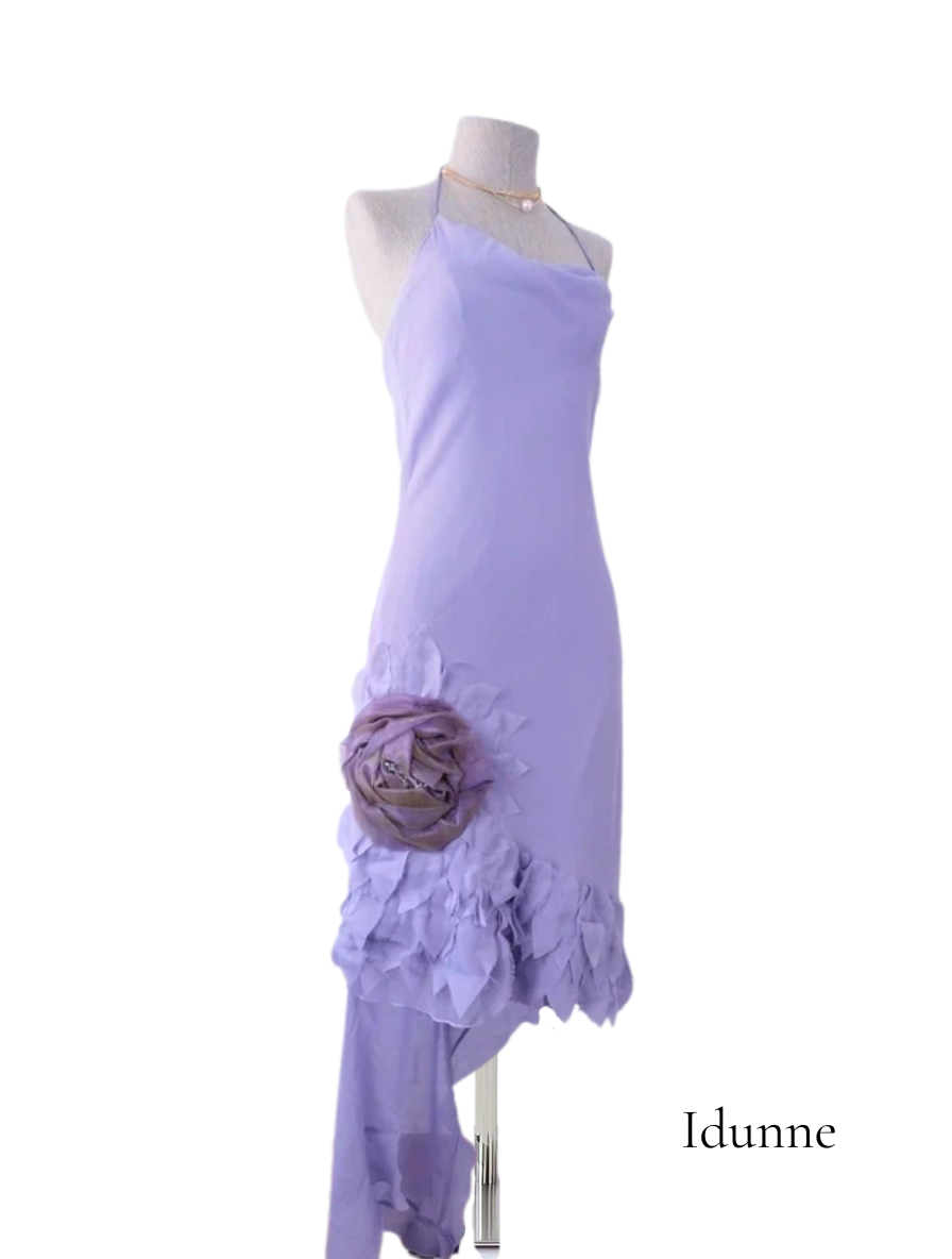 Lilac asymmetrical Y2K dress — Vintage 2000s slip cocktail fairycore