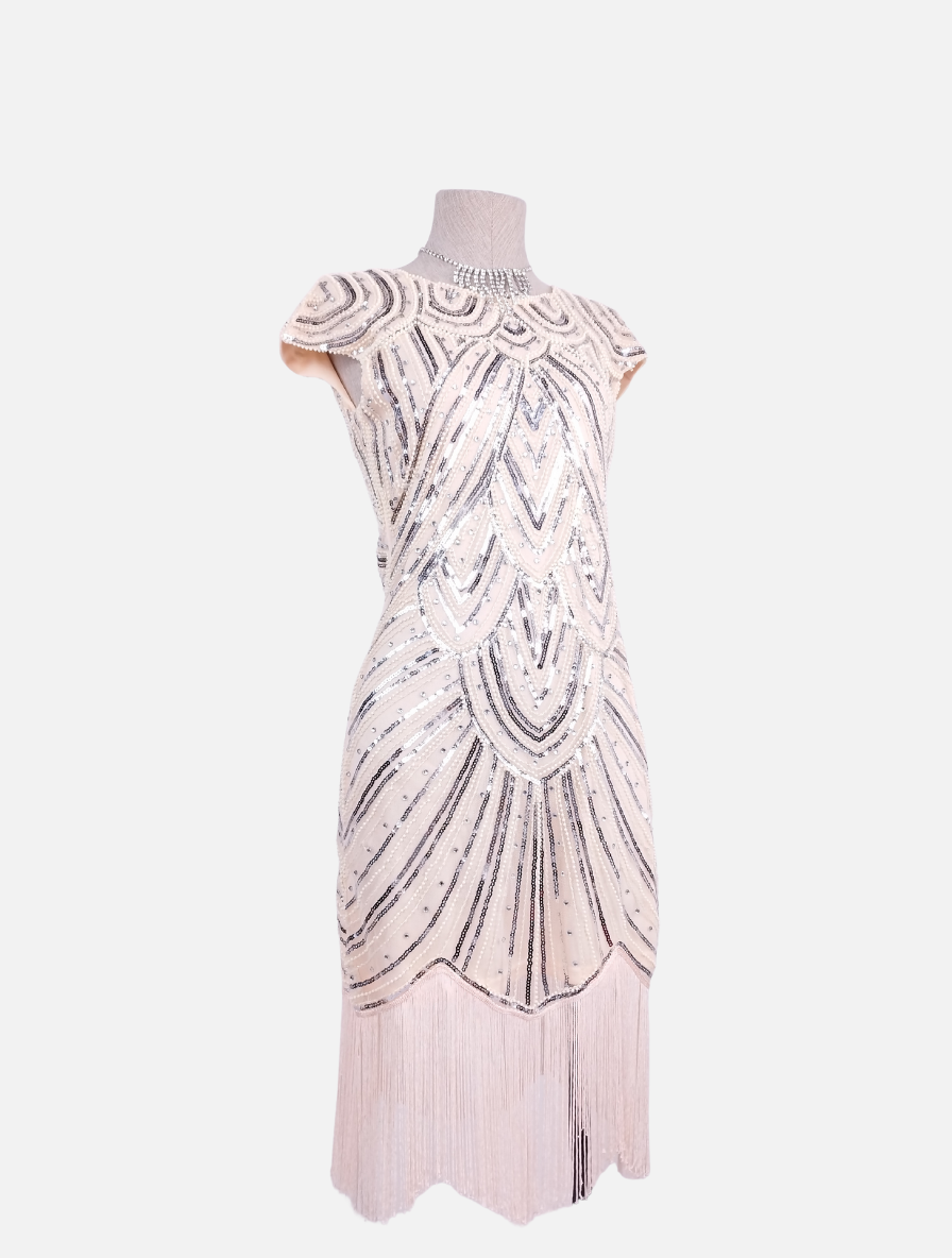 Vestido PRETTYGUIDE Fiesta Lentejuelas Flecos Retro-Stil