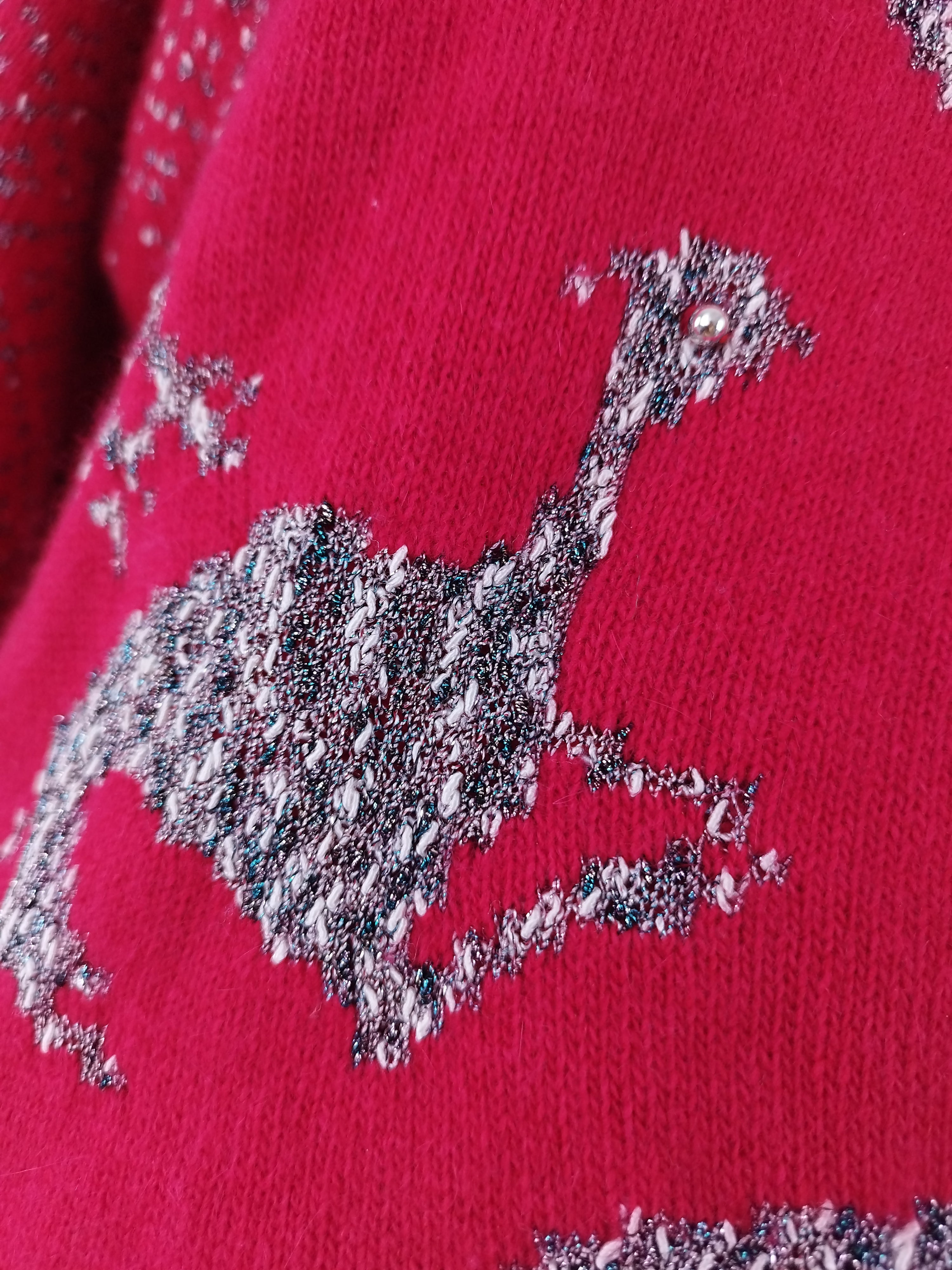 Vintage-Strickpullover aus den 90er-Jahren – Rundhalsausschnitt, Greyhound-Muster und Angorawollmischung