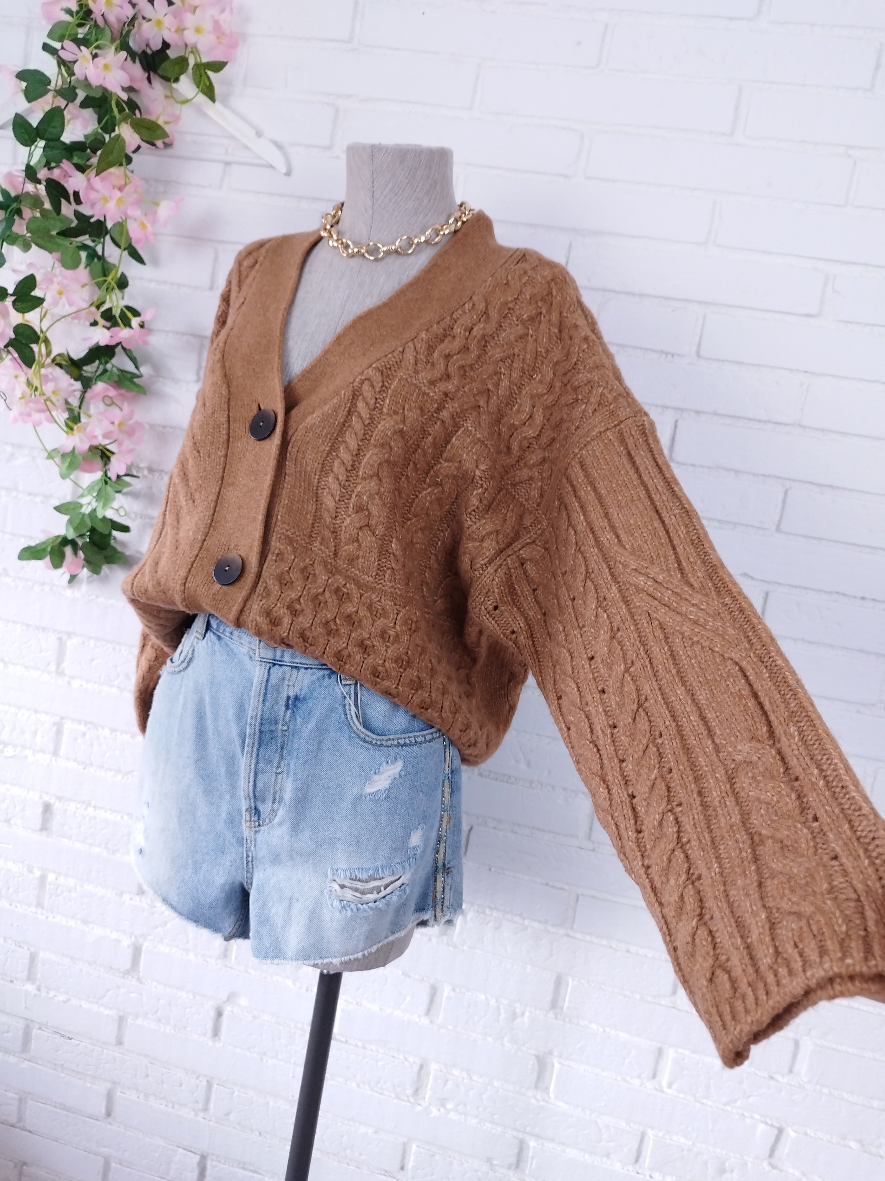 Cardigan SALSA Oversize Trenzado Grueso