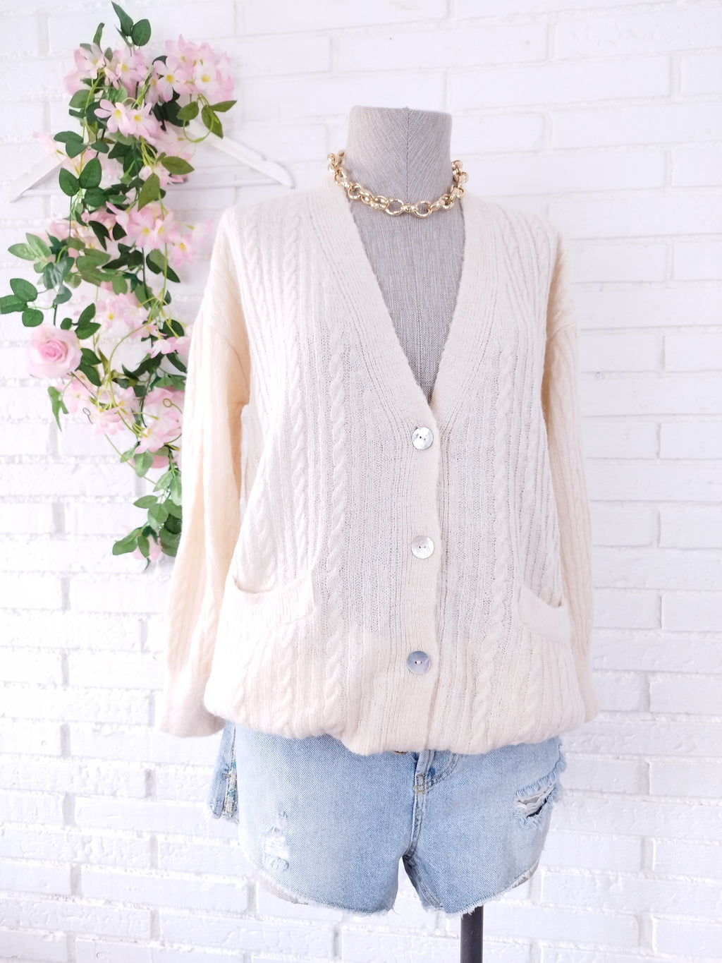 Strickjacke MANGO mit Lama Largo Punto Trenzado