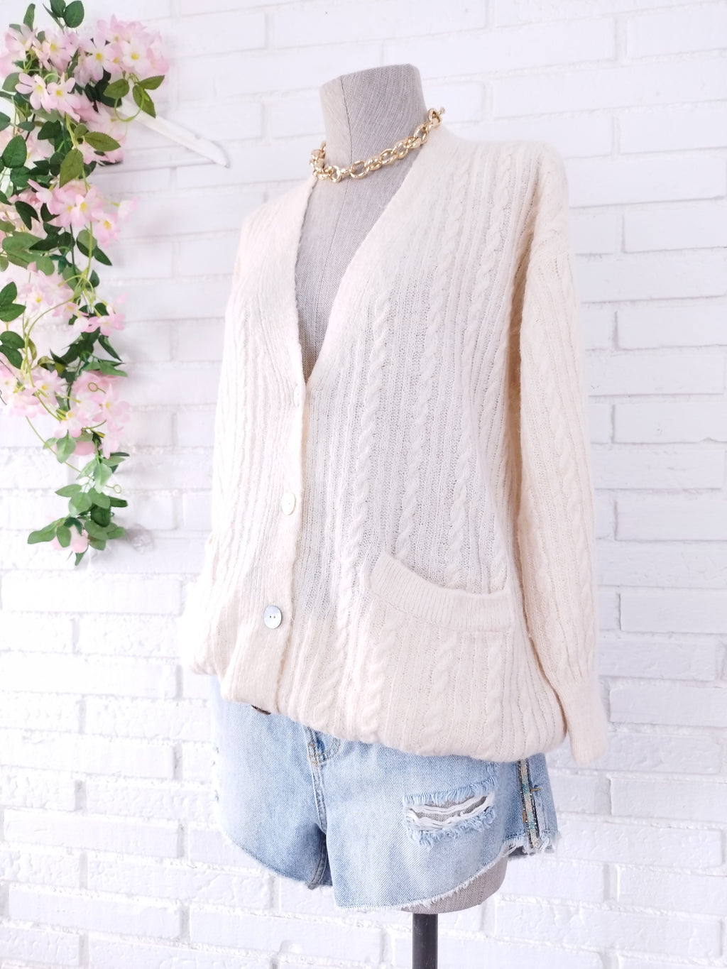 Strickjacke MANGO mit Lama Largo Punto Trenzado