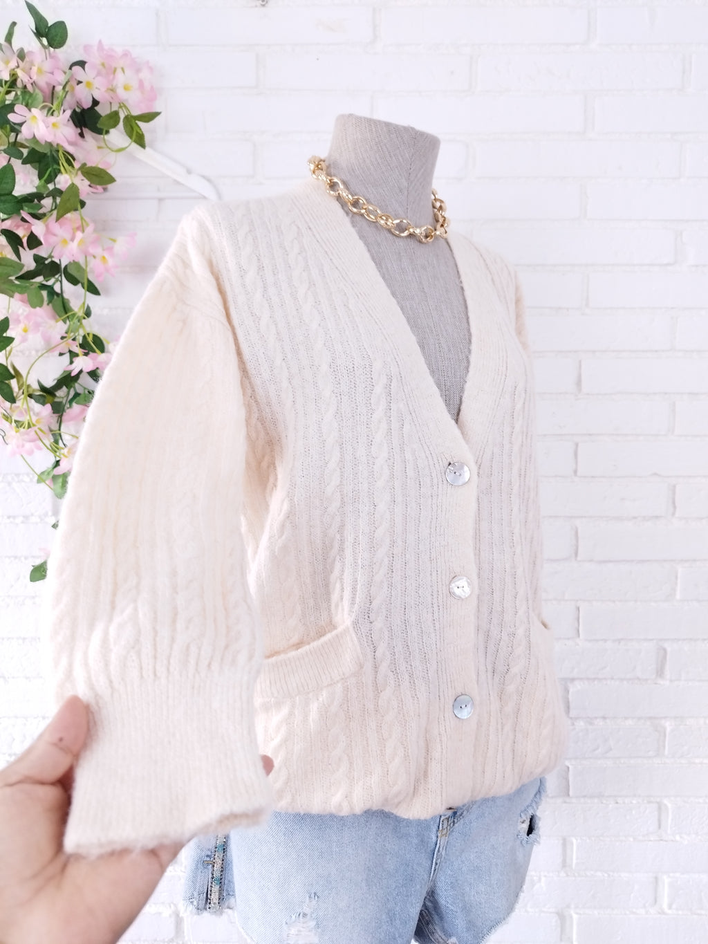 Strickjacke MANGO mit Lama Largo Punto Trenzado