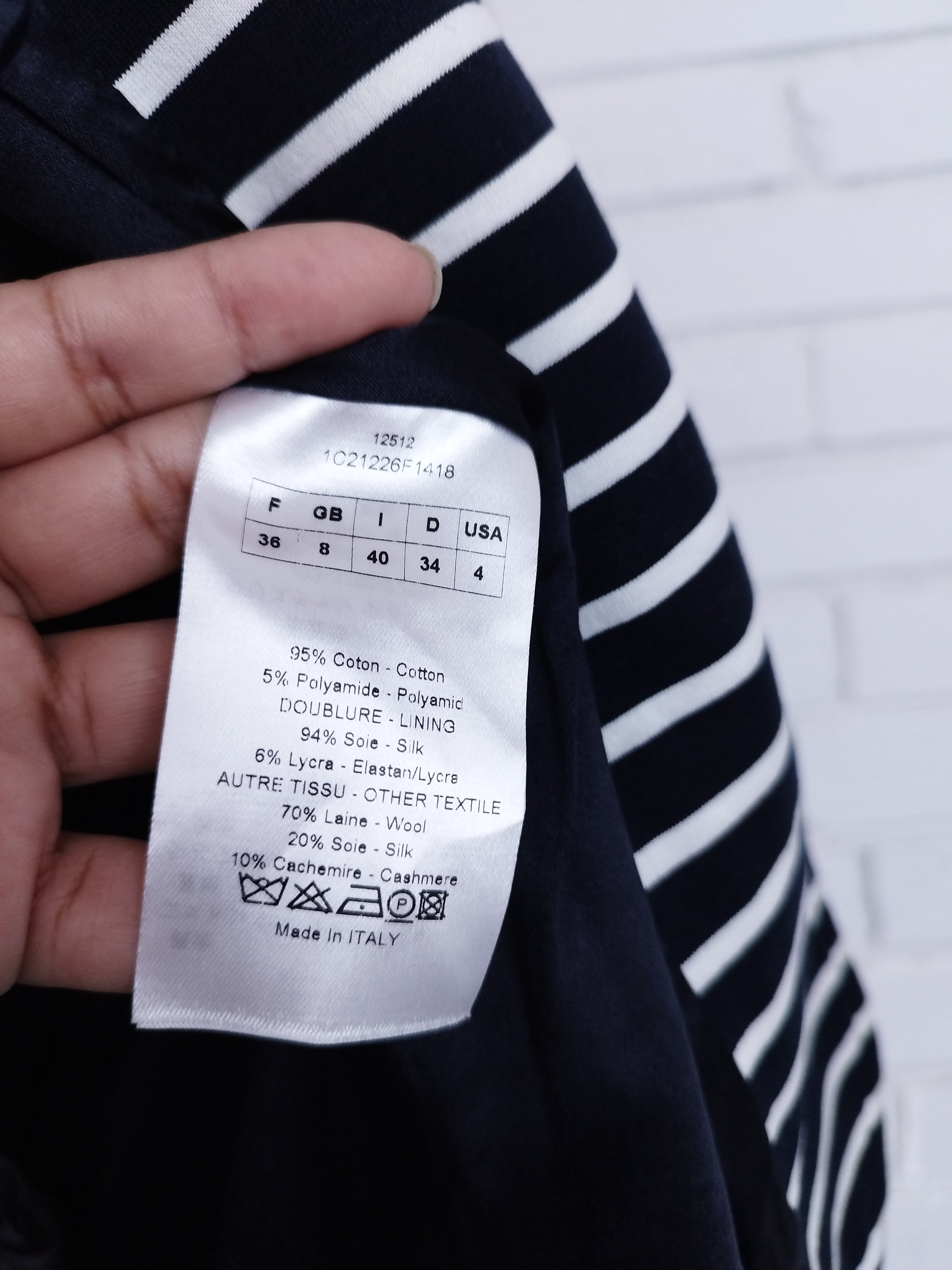 Christian Dior Blazer – Klassischer Schnitt, gestreifte Vorderseite, Baumwoll-Woll-Seide-Mischgewebe