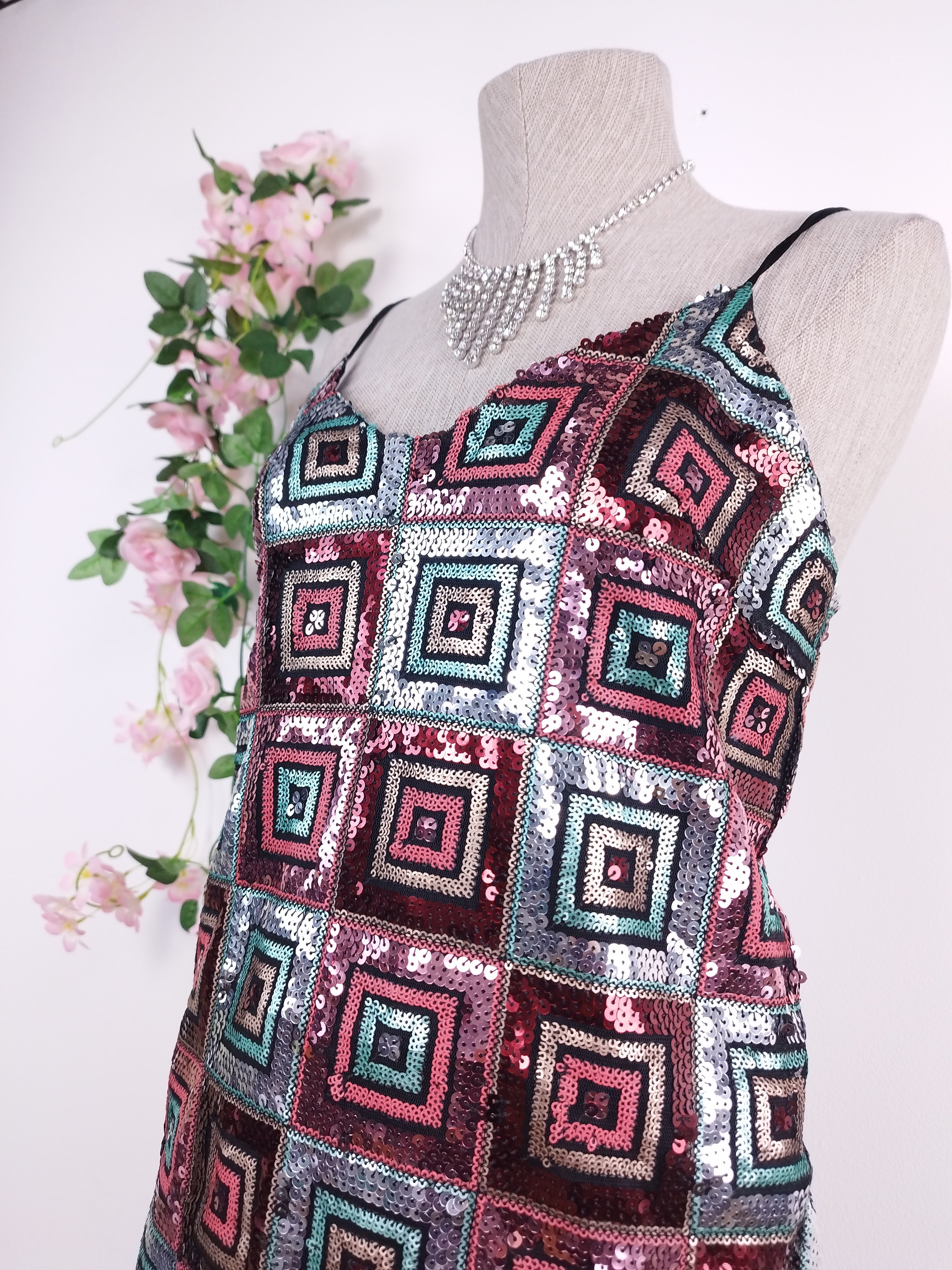 Vestido Corto ZARA Fiesta de Tirantes y Lentejuelas