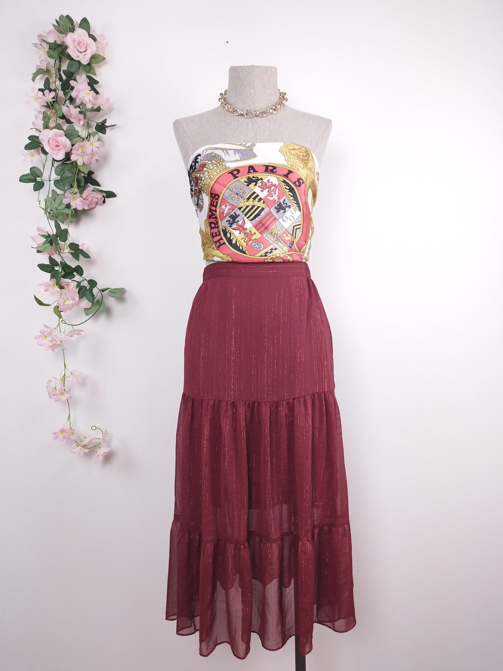 Falda MAJE Midi Fluida Hilos Metálicos