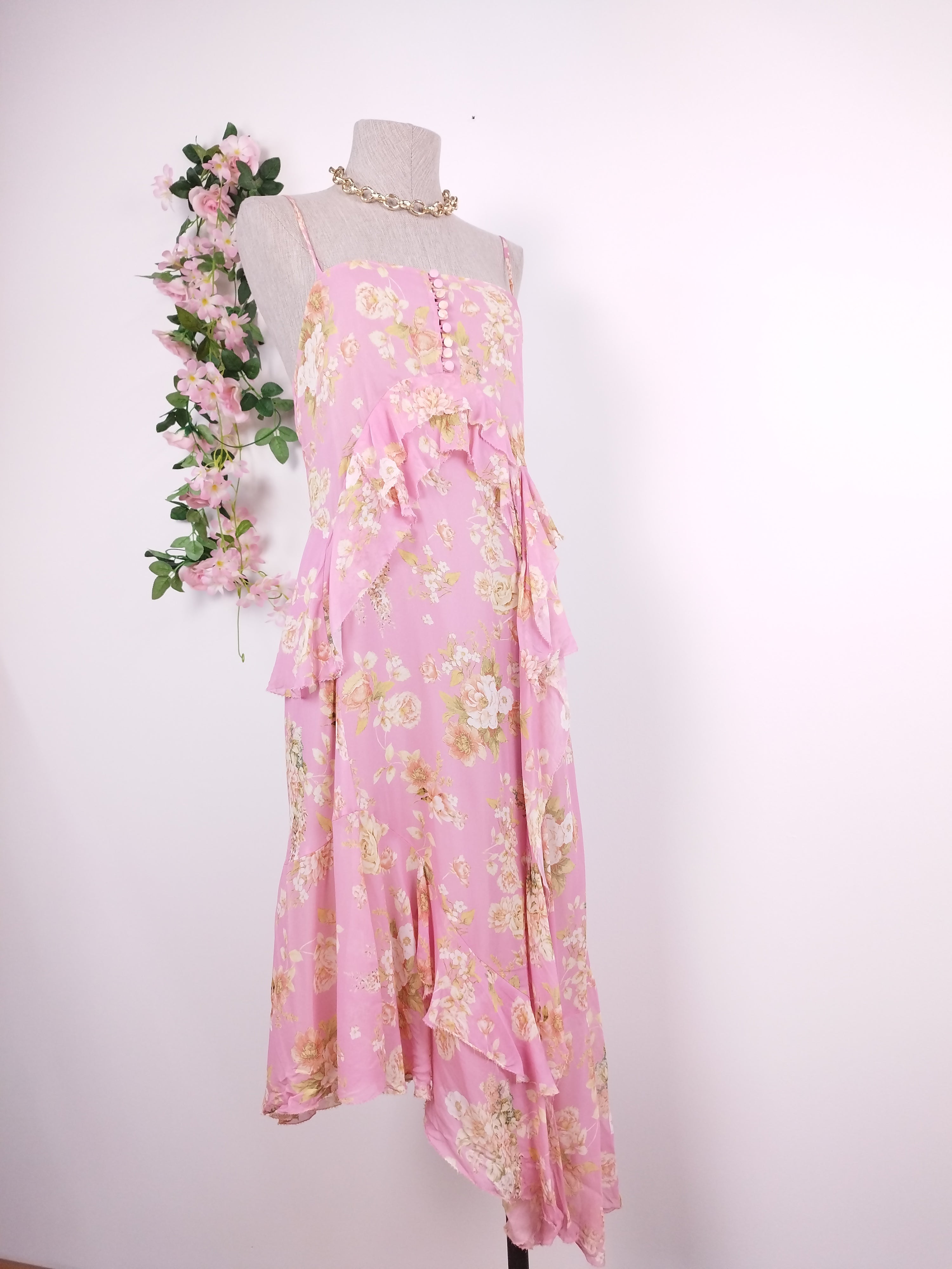 Vestido ZARA Lencero Volantes Espalda Descubierta