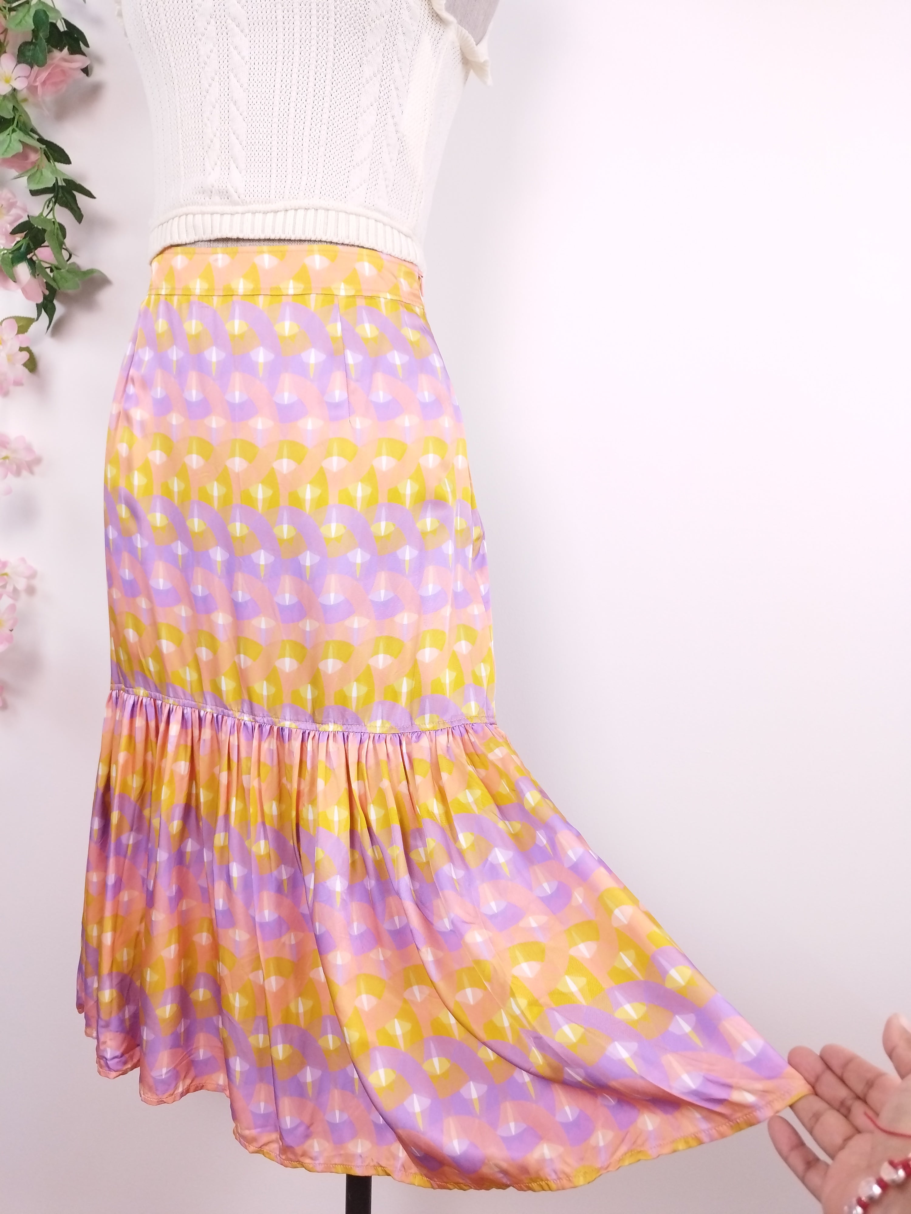 Falda SANDRO Midi Satinada Ibicenco