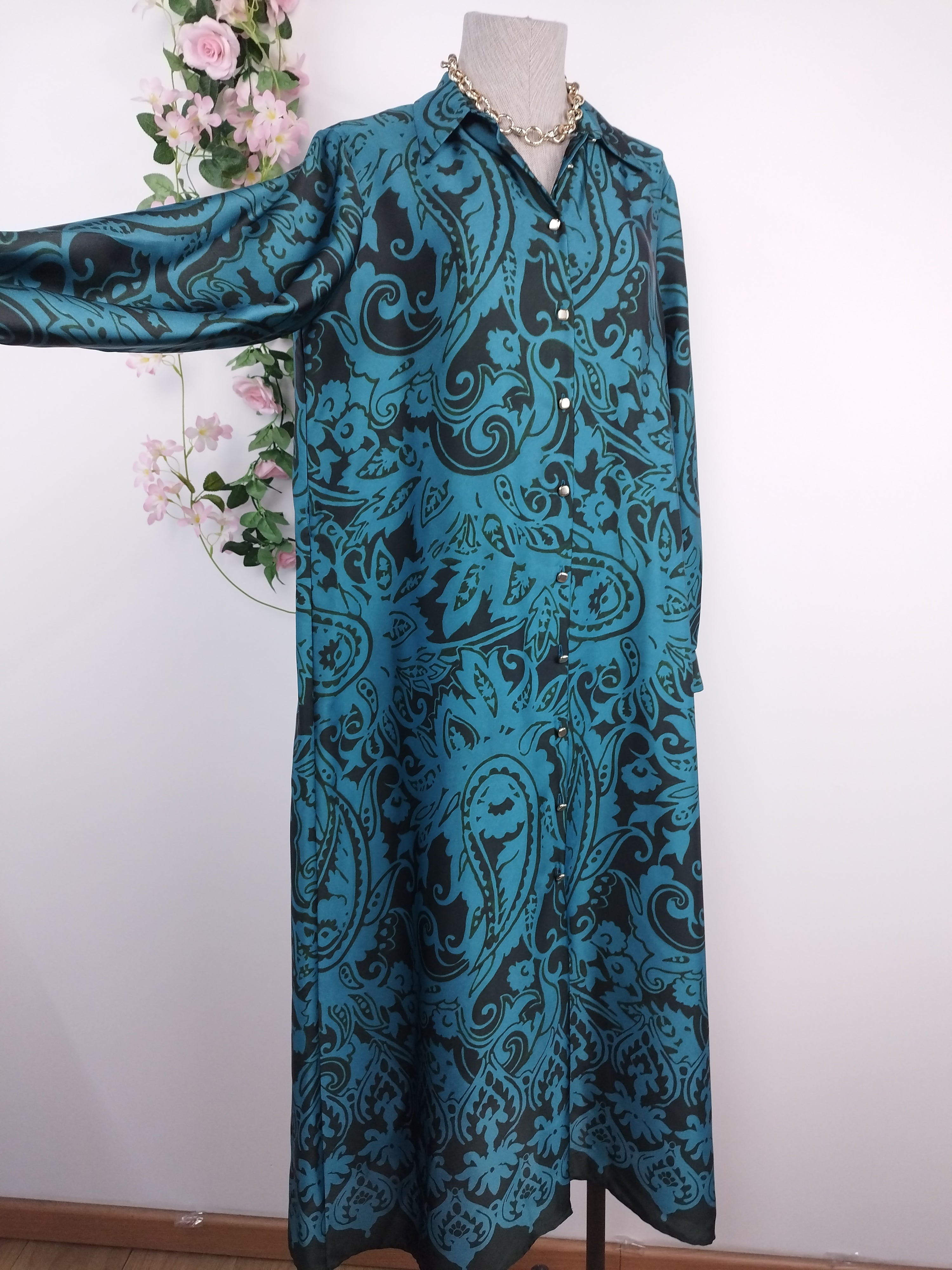 Vestido ZARA Largo Camisero satinado