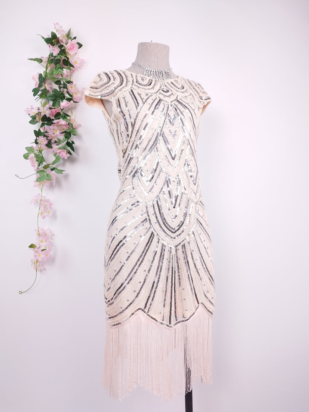 Vestido PRETTYGUIDE Fiesta Lentejuelas Flecos Retro-Stil