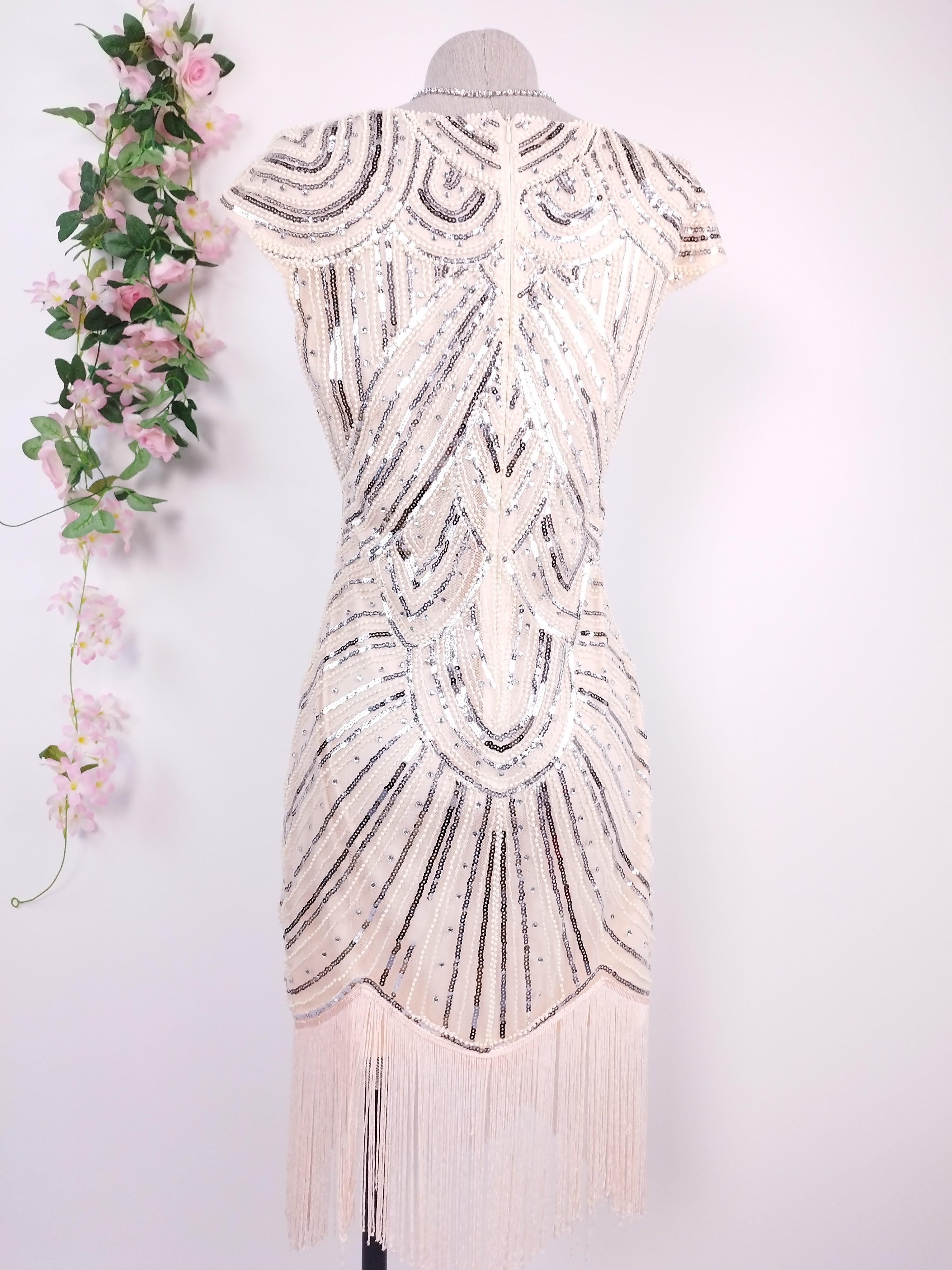 Vestido PRETTYGUIDE Fiesta Lentejuelas Flecos Retro-Stil