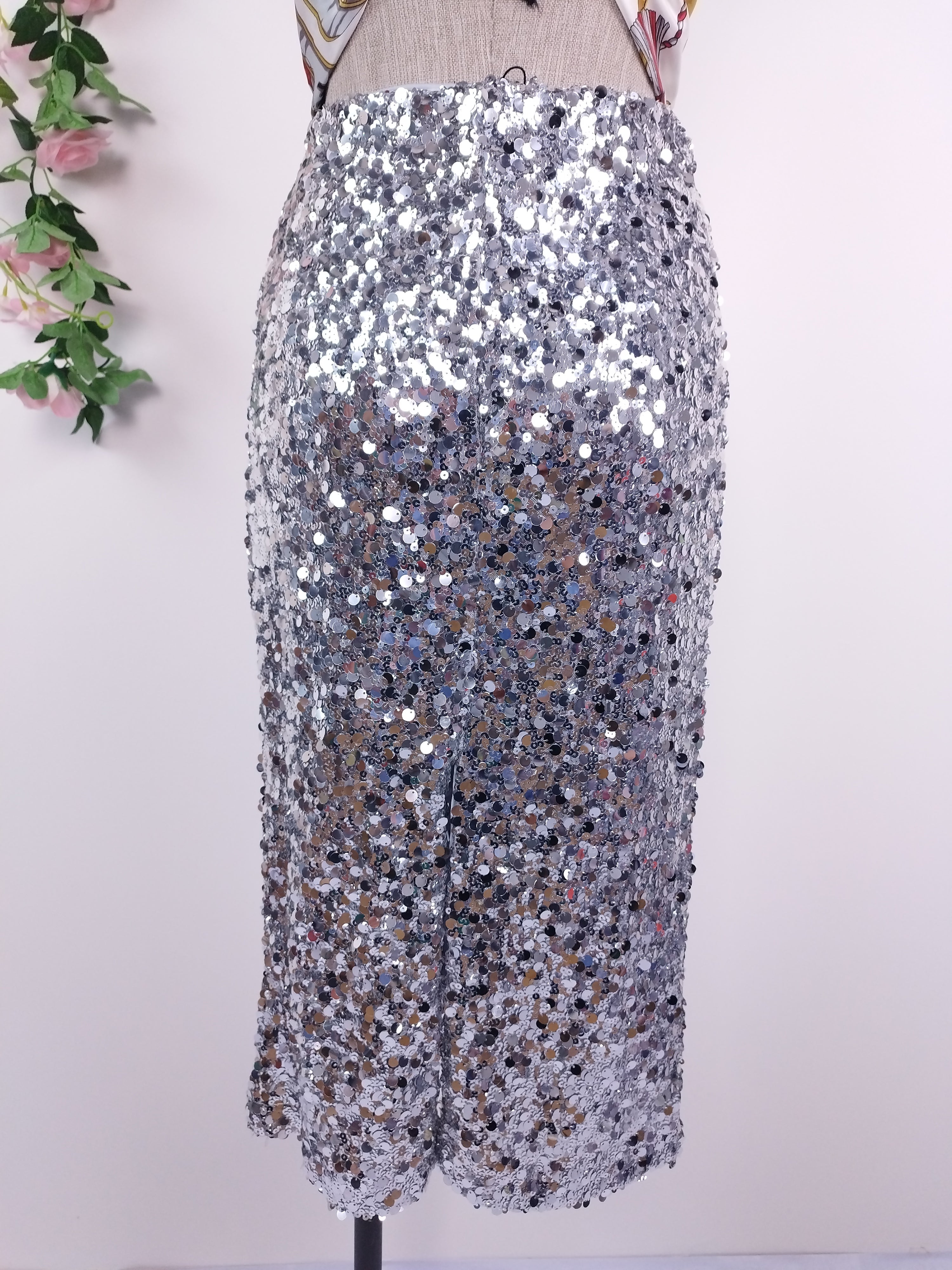 Falda MANGO Midi lentejuelas Fiesta
