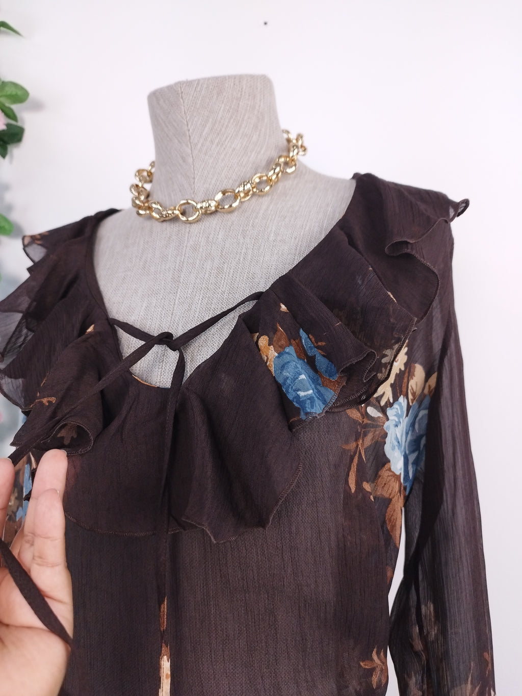 Set VINTAGE Blusa + Falda 90er Blumen