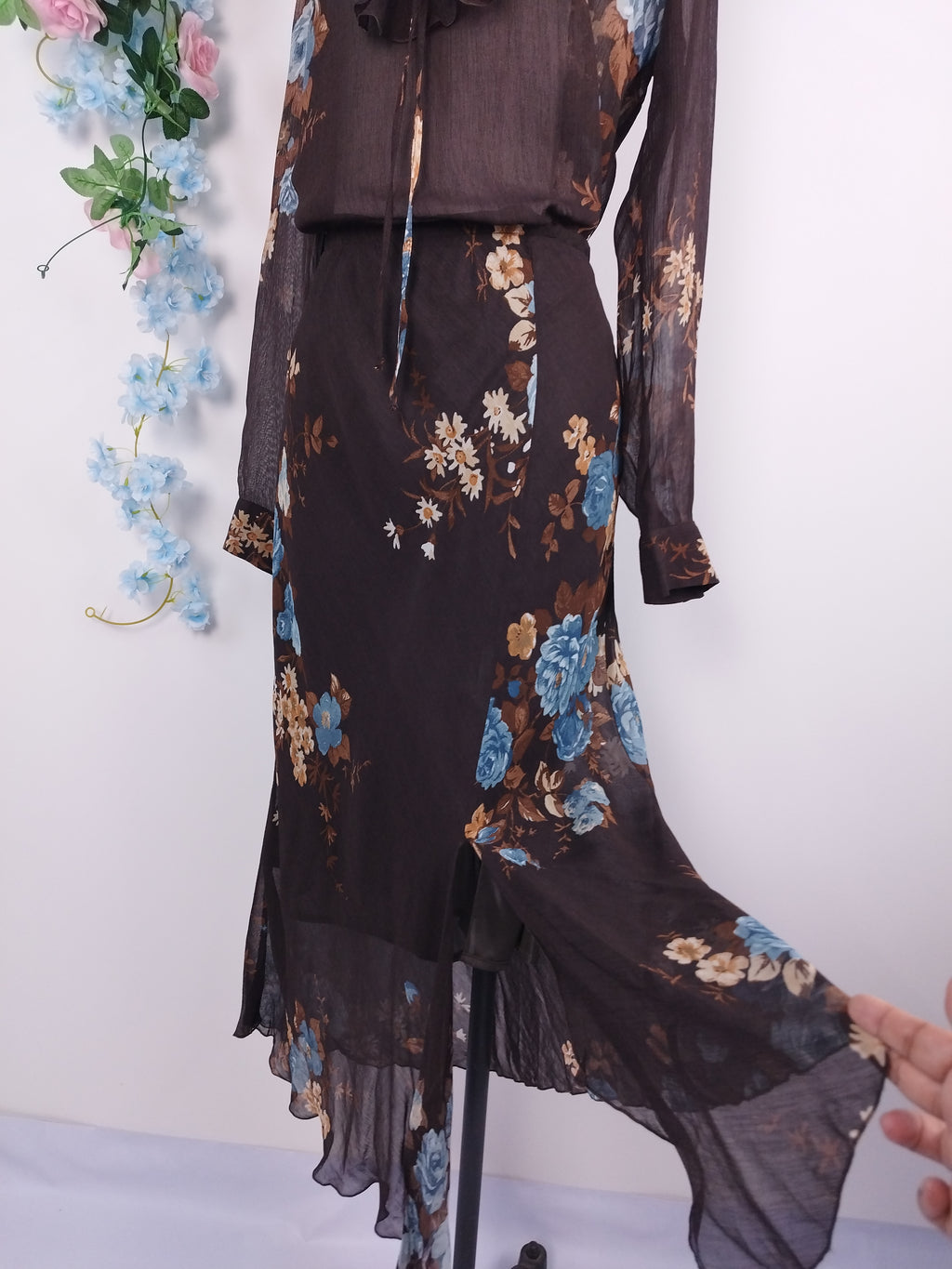 Set VINTAGE Blusa + Falda 90er Blumen