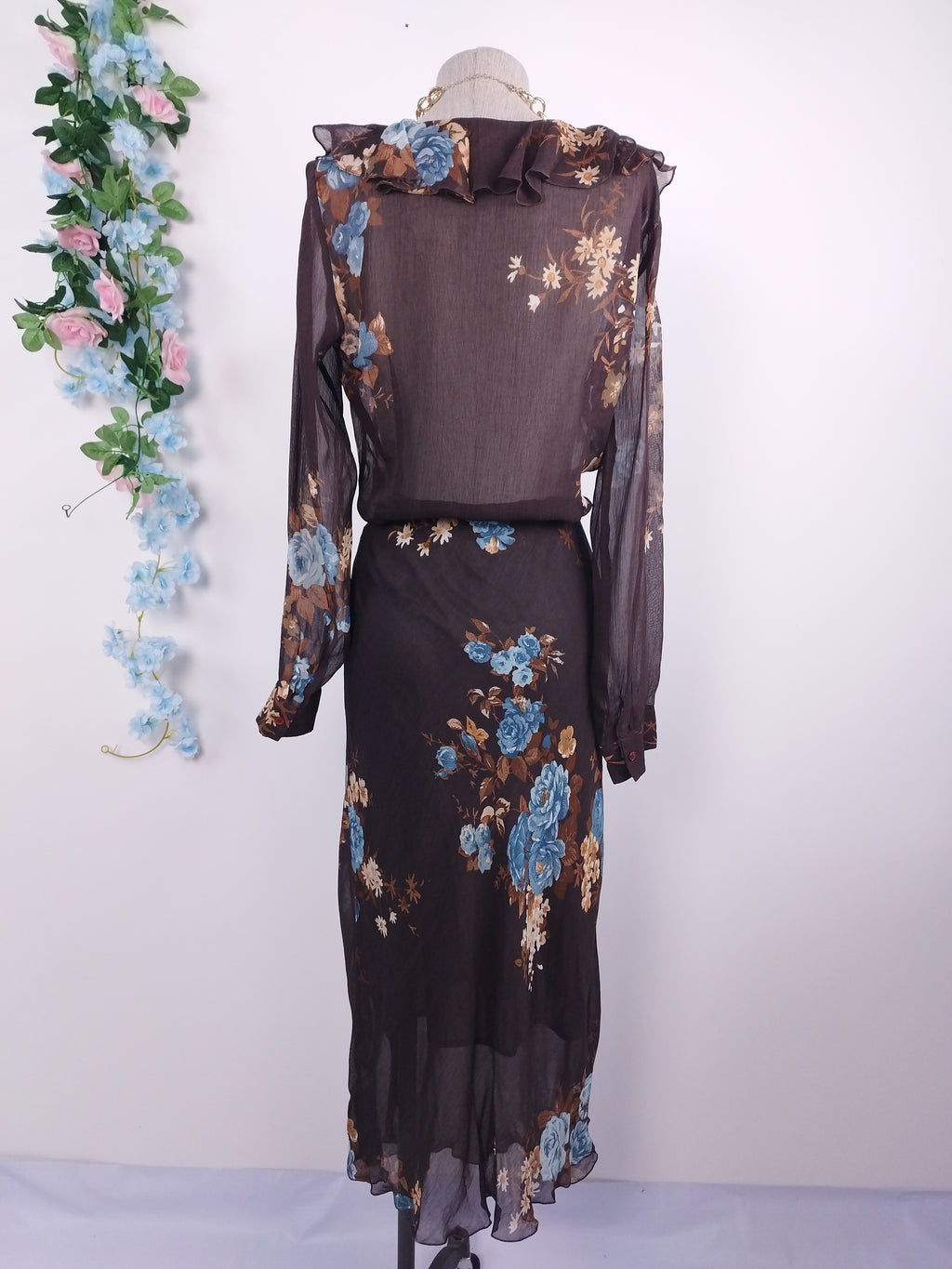 Set VINTAGE Blusa + Falda 90er Blumen