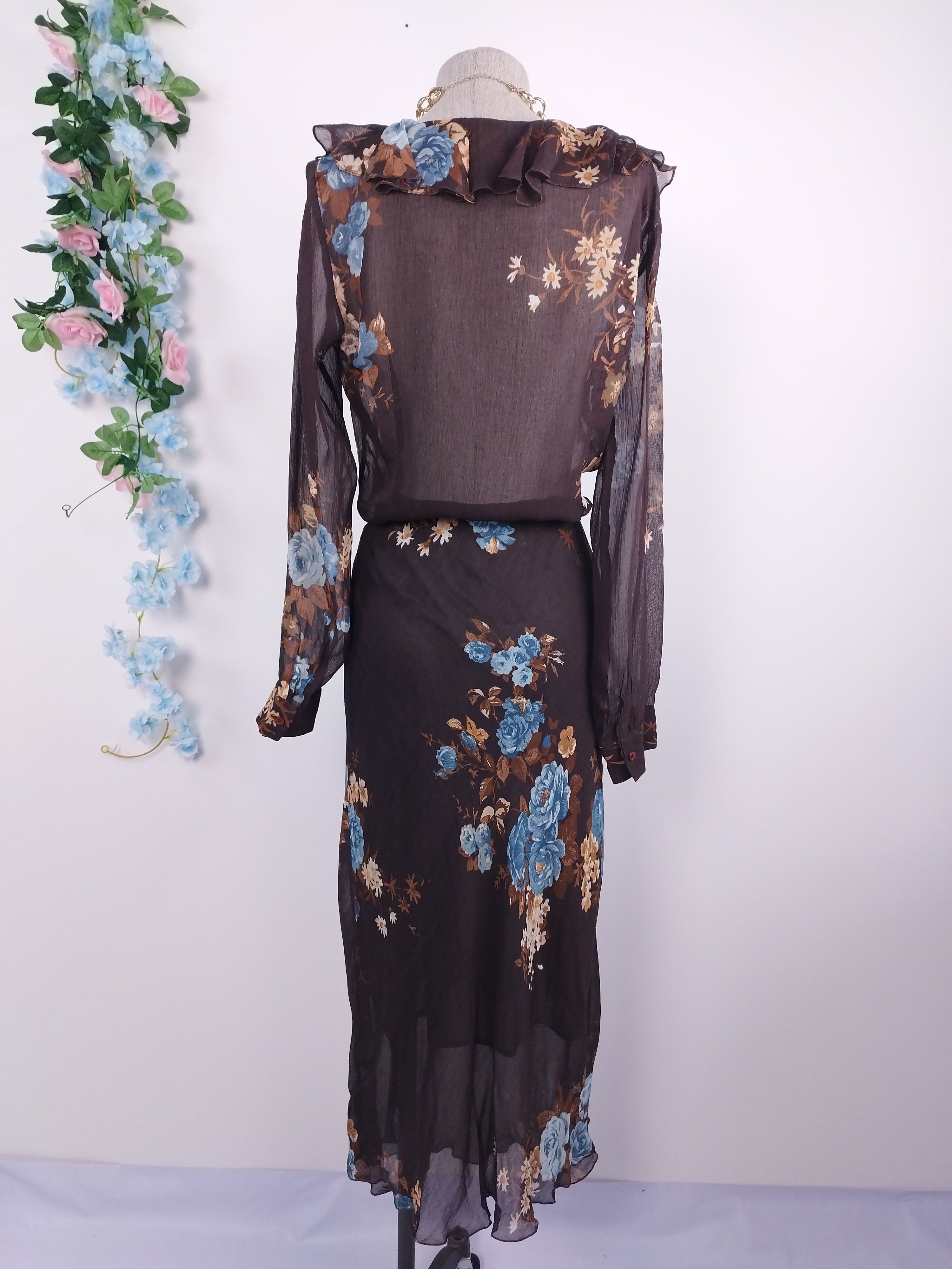 Set VINTAGE Blusa + Falda 90er Blumen