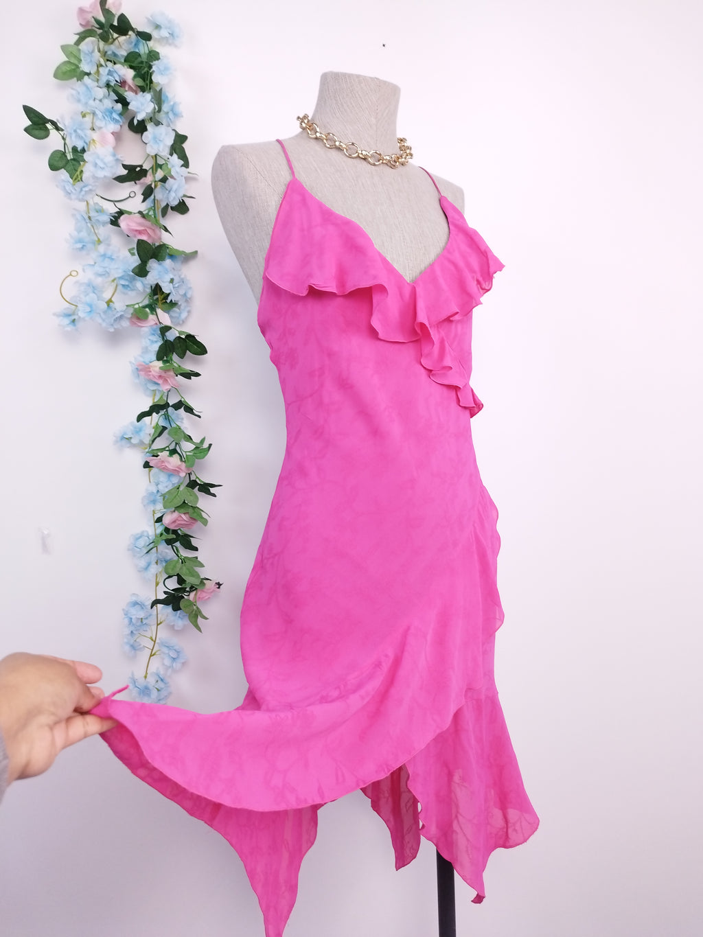 Vestido VINTAGE 90s Lencero Asimétrico volantes