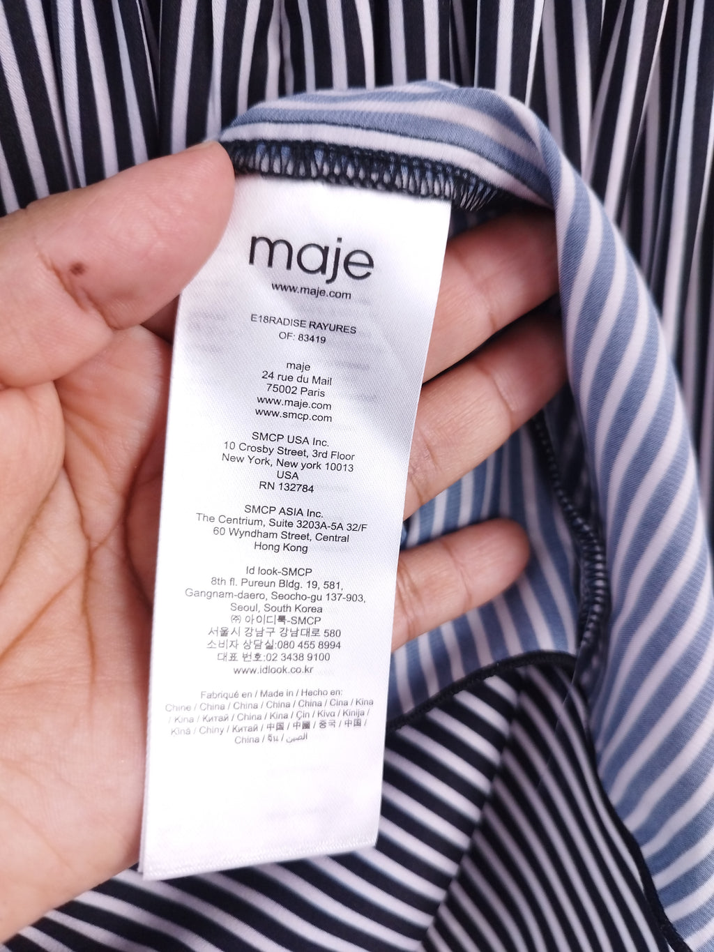 Vestido MAJE Rayas hombros descubiertos