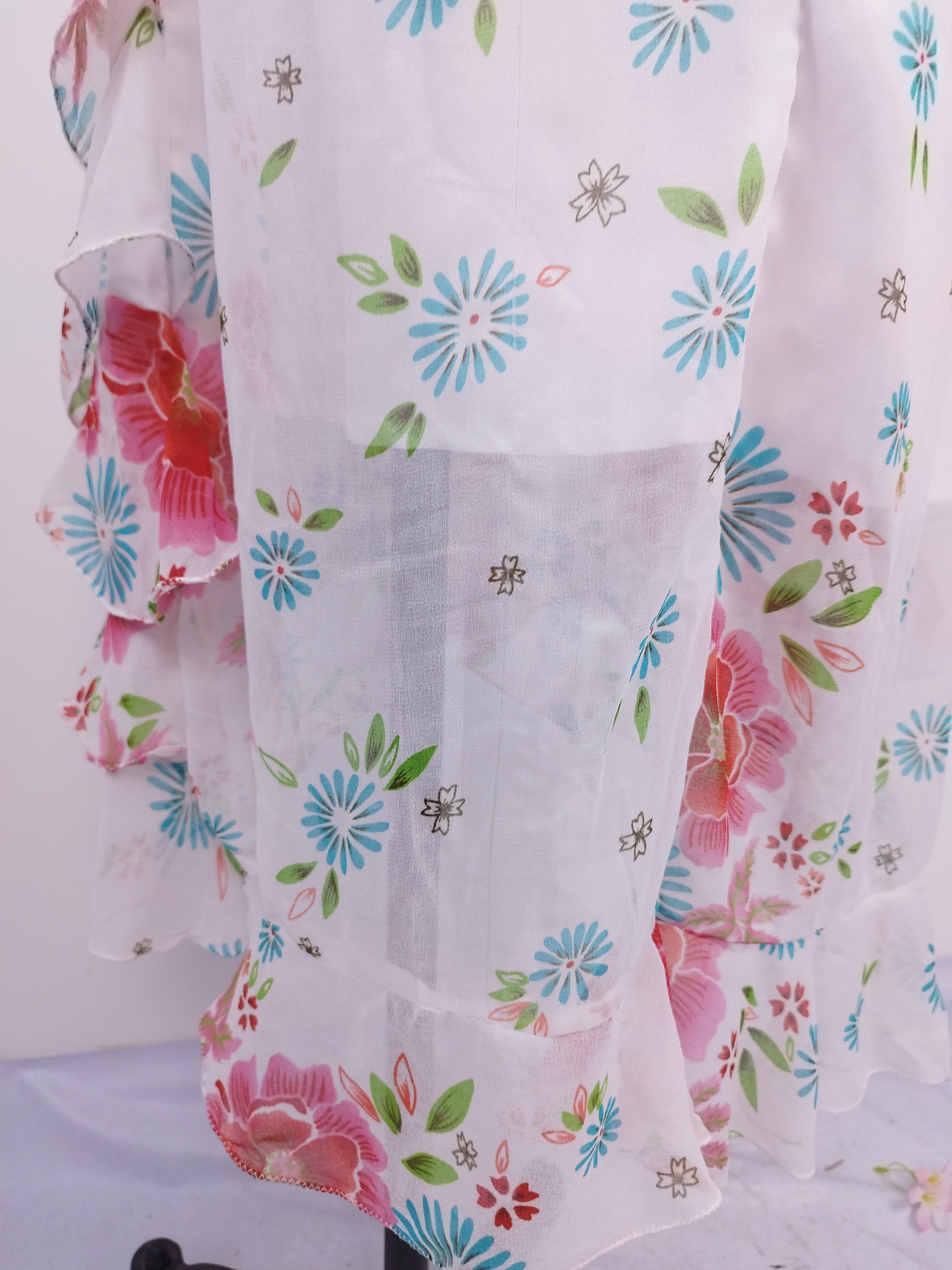 White pastel floral Y2K slip dress — Vintage 2000s boho summer