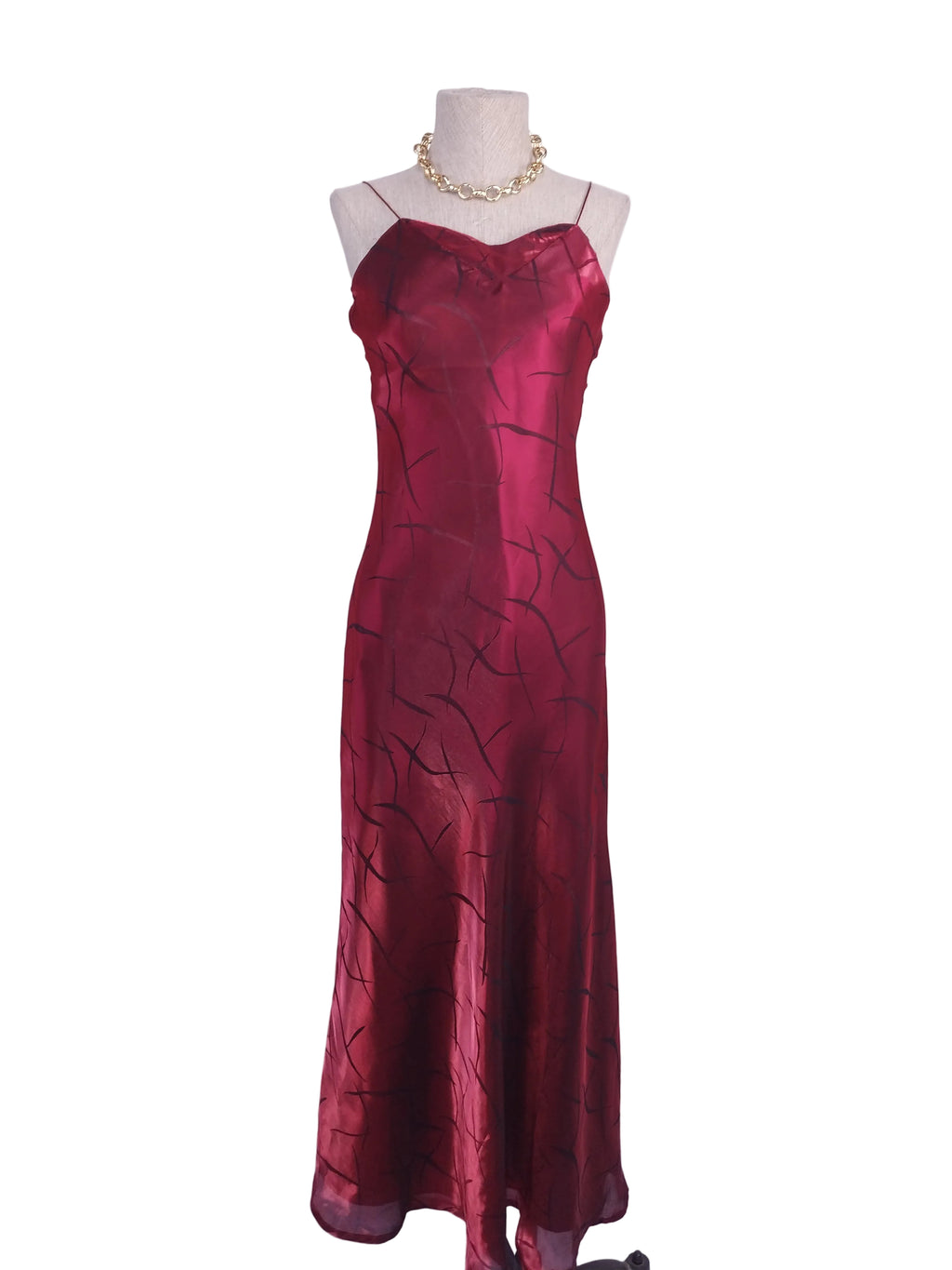 Iridescent red slip dress — Vintage 2000s lingerie-chic gala
