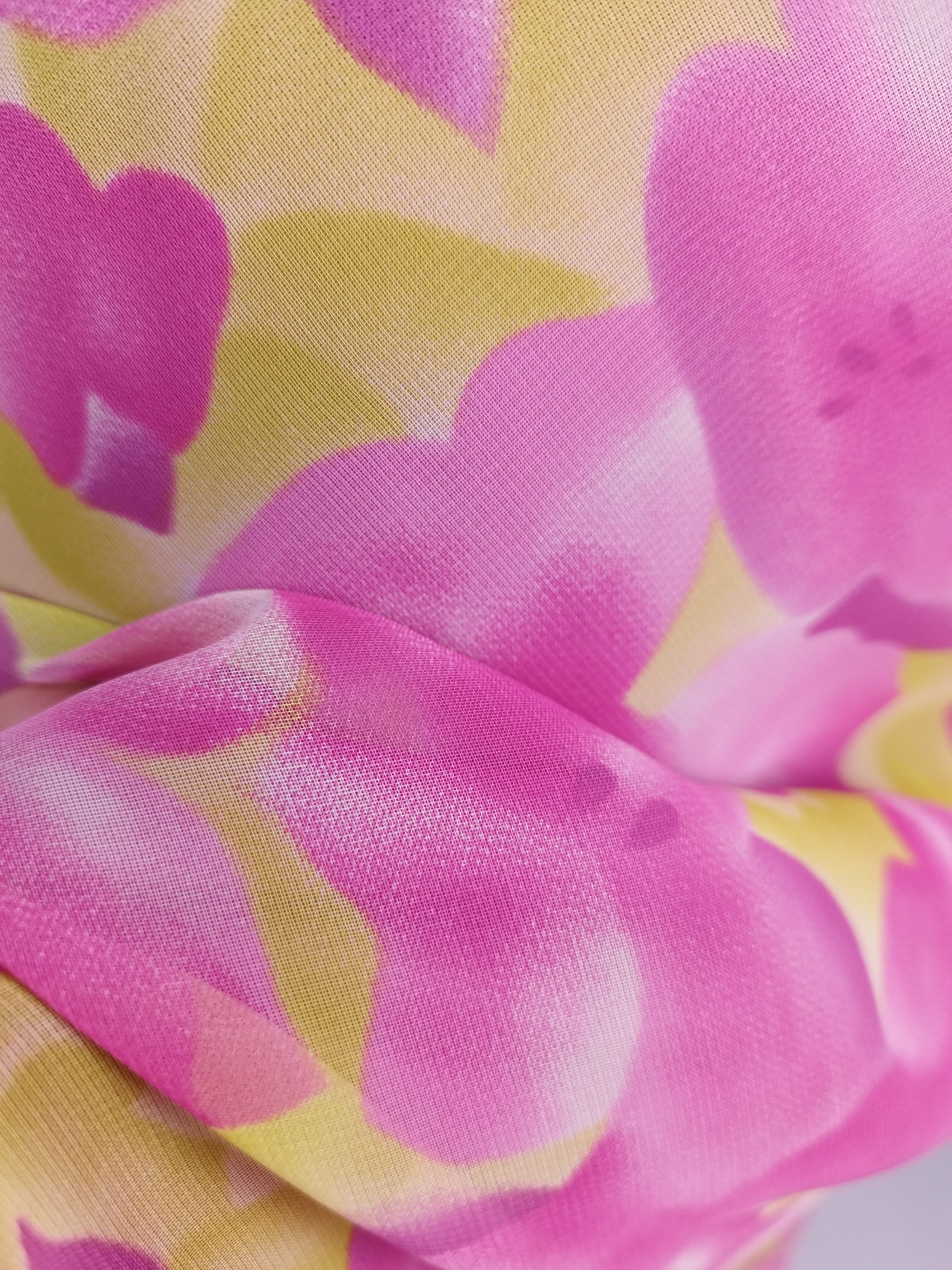 Y2K fairycore chiffon dress — Fuchsia lemon florals, ruffled straps