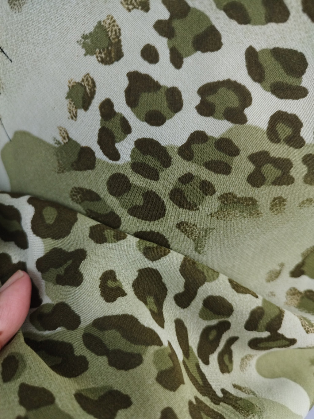 Olive leopard Y2K maxi dress — Vintage 2000s draped slip boho