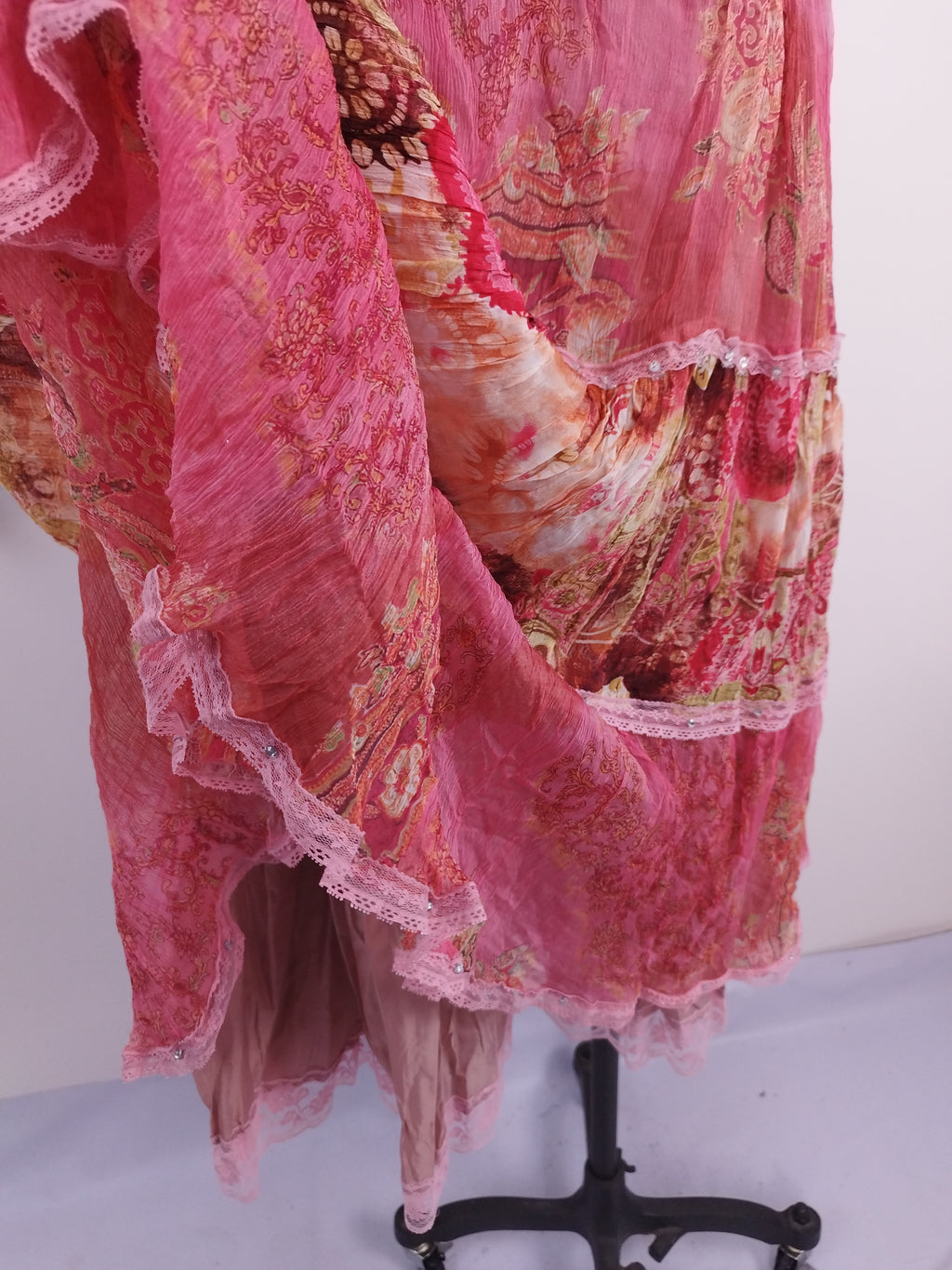 Falda Larga Vintage 2000er 100 % Seda Boho