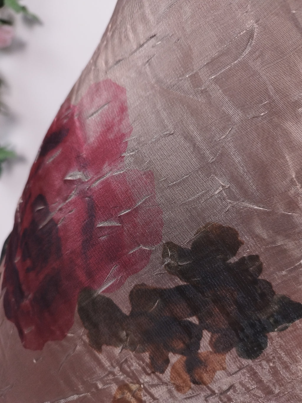 Vintage 90s Maxi Evening Dress — Slip Style, Iridescent Satin & Red Floral Print